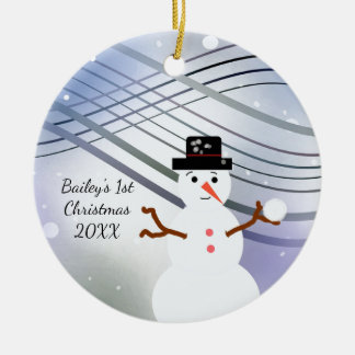 Snowman Swirl First Christmas Ceramic Ornament