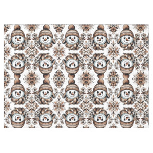  Snowman: Symmetrical Floral Design with Winter  Tablecloth