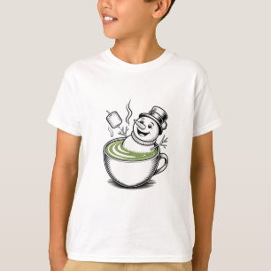 Snowman Taking Bathub On Macha Christmas  T-Shirt