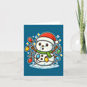 Snowman Tangled In Holiday Lights Premium Tri-blen Card