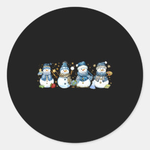 Snowman Teacher Winter Leopard Clroom Cute Blue St Classic Round Sticker