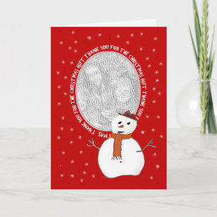 Snowman Thank You For Christmas Gift Photo Card