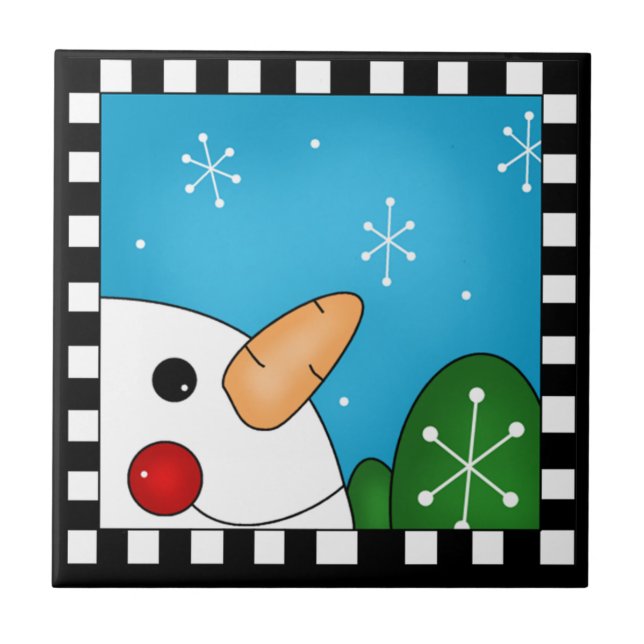 Snowman Tile Trivet (Front)
