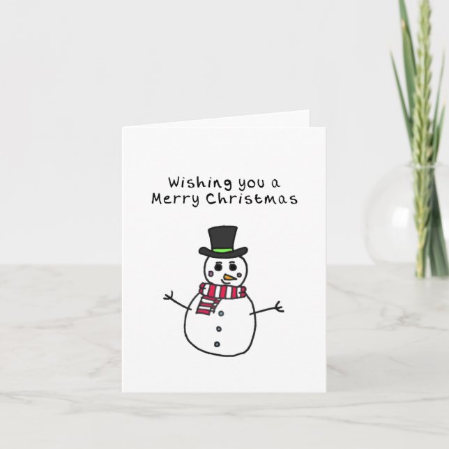 Snowman tiré à la main de la carte de Noël (Devant)