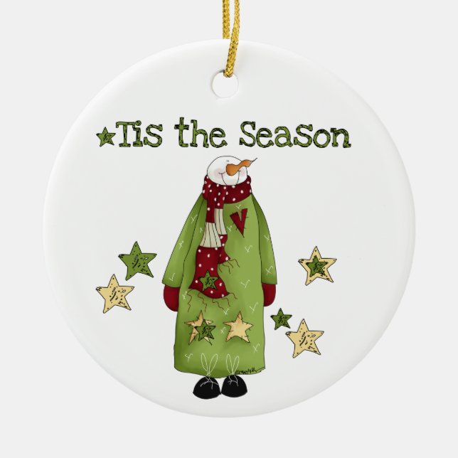 Snowman Tis the Season Ornament (Front)