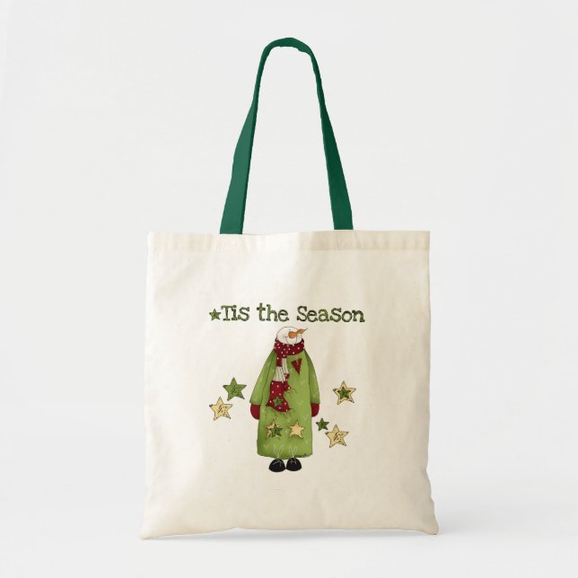 Snowman Tis the Season Tote Bag (Front)
