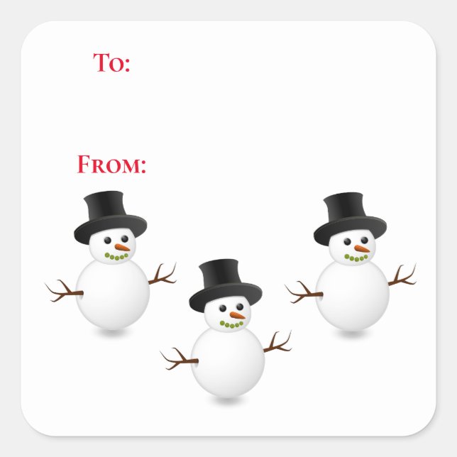 Snowman To and From Gift Tag (Front)