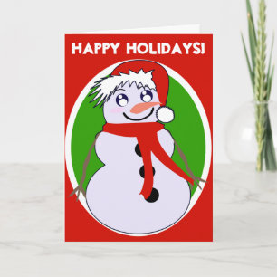 Snowman Toon Red Holiday! Card
