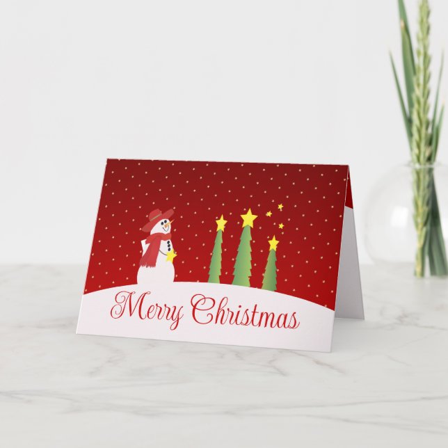Snowman Trees And Stars Card (Front)