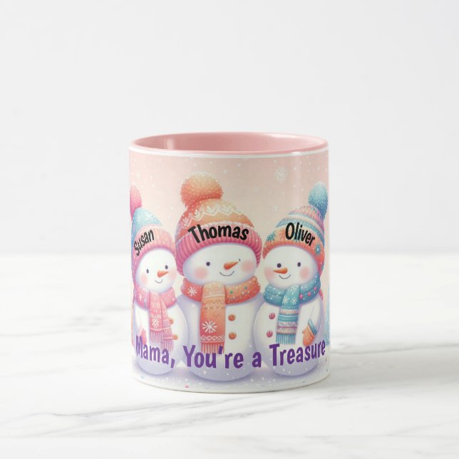 Snowman Trio Winter Mug - Christmas Gift for Mama (Centre)