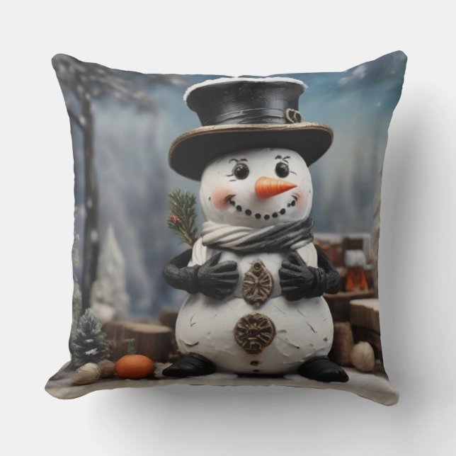 Snowman  Twinkle Sparks Joy in  Winter Wonderland  Throw Pillow (Front)
