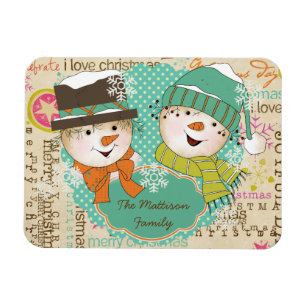 Snowman Typography Personalized Flexi Magnet