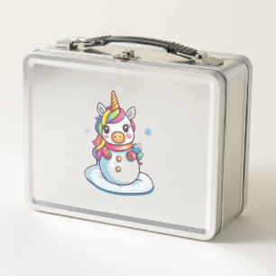 Snowman Unicorn (1) Metal Lunch Box