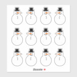 Snowman (Variety) Winter Holiday Christmas Fun<br><div class="desc">This super-fun sticker will brighten anyone's day! A white snowman has black coal eyes, smiling mouth, and buttons, a black top hat, and an extra-long orange carrot nose. In a variety of images, half the stickers have the snowman facing right, and the other half are a mirror image facing left....</div>