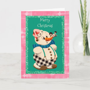 Snowman Vintage Christmas Holiday Card