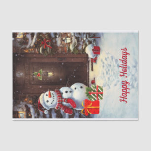 Snowman Vintage Christmas Scene Tissue Paper