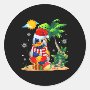 Snowman Volleyball Santa Hat Christmas In July Sum Classic Round Sticker