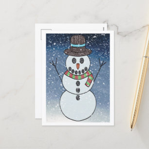 Snowman w/BG - Postcard