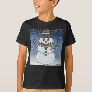 Snowman w/BG (vivid) - Boy's Basic T-Shirt