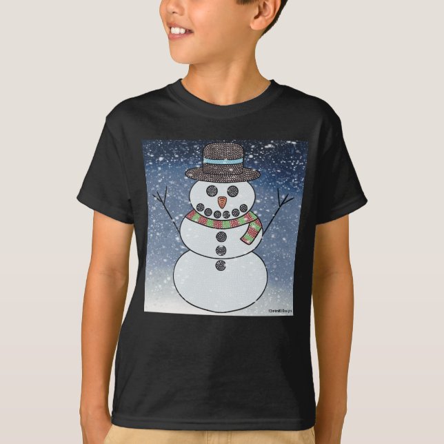 Snowman w/BG (vivid) - Boy's Basic T-Shirt (Front)