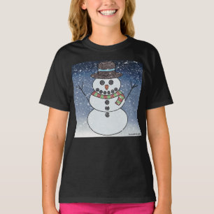 Snowman w/BG (vivid) - Girl's Basic T-Shirt