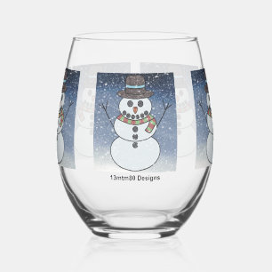 Snowman w/BG - Wine Glasses