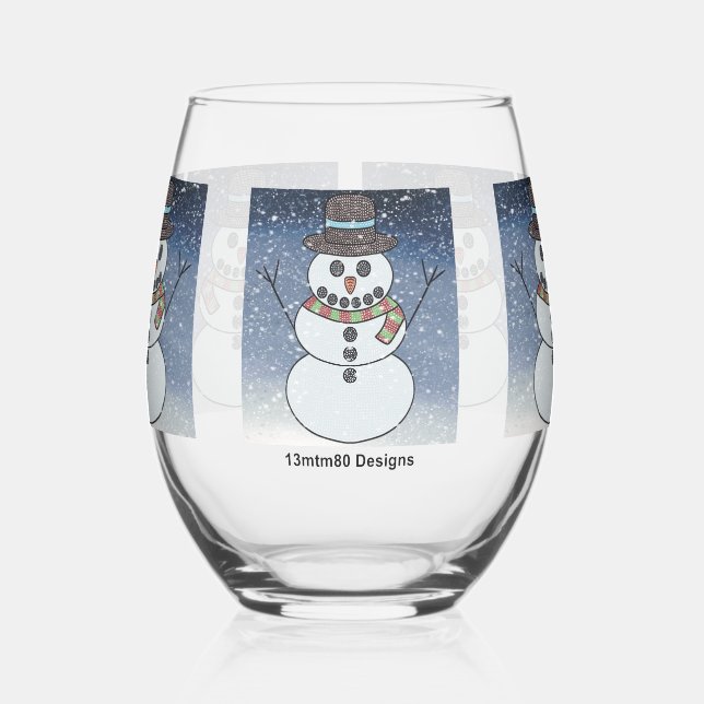 Snowman w/BG - Wine Glasses (Left)
