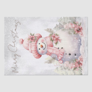 Snowman Watercolor Pink Winter Christmas Tissue Paper