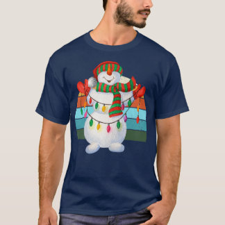 Snowman Watercolor Santa Christmas Tree Lights Xma T-Shirt