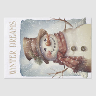 Snowman Watercolor Winter Christmas Tissue Paper
