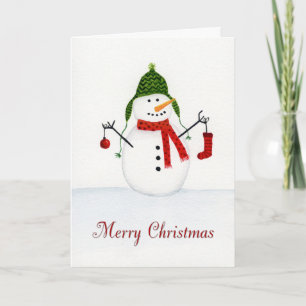 Snowman watercolour Christmas Card