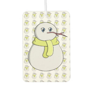 Snowman wearing a yellow scarf air freshener