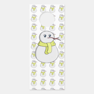 Snowman wearing a yellow scarf door hanger