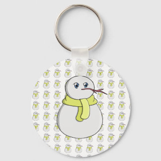 Snowman wearing a yellow scarf keychain