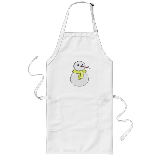 Snowman wearing a yellow scarf long apron (Front)