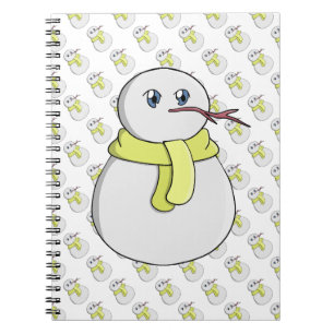 Snowman wearing a yellow scarf notebook