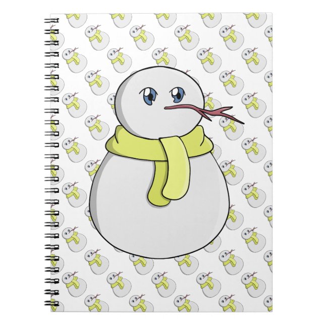 Snowman wearing a yellow scarf notebook (Front)