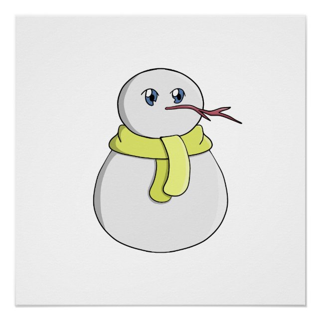 Snowman wearing a yellow scarf poster (Front)