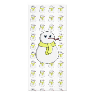 Snowman wearing a yellow scarf rack card