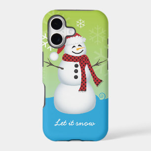 Snowman wearing Santa hat
