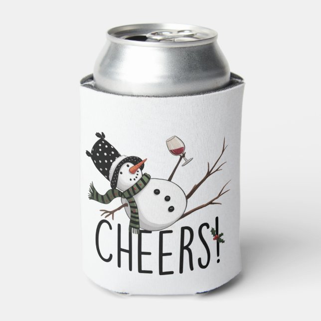 Snowman Wine Christmas Funny Drinking Wine Santa  Can Cooler (Can Front)