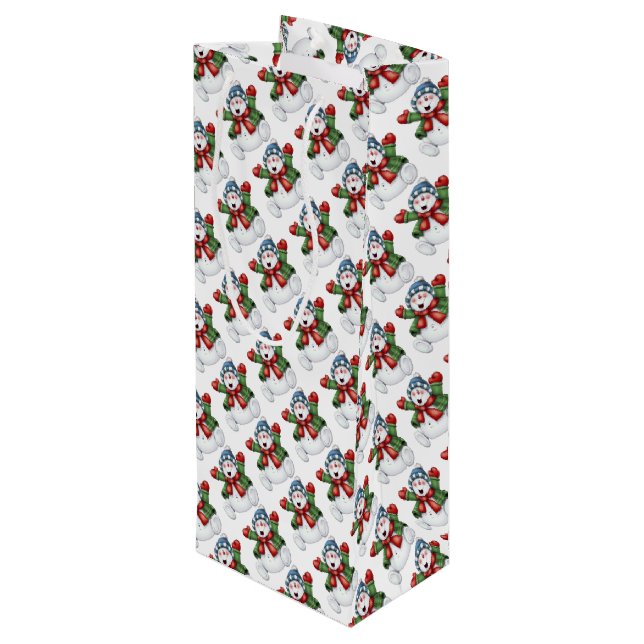 Snowman Wine Gift Bag (Back Angled)
