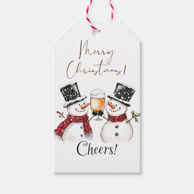 Snowman Wine Winter Christmas Gift Tags (Front)