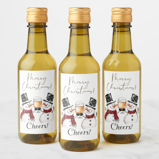 Snowman Wine Winter Christmas Wine Label (Bottles)