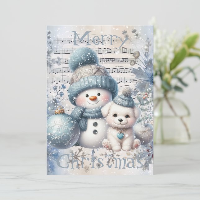 Snowman Winter Christmas Holiday Card (Standing Front)