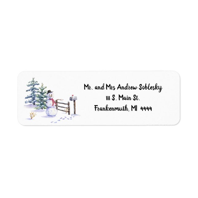 Snowman Winter Christmas Return Adresse Label (Devant)