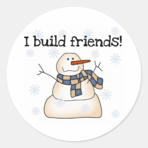 Snowman Winter Friends Classic Round Sticker