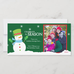 Snowman Winter Holiday Christmas Photo Card 8x4