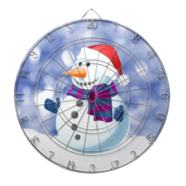 Snowman Winter Merry Christmas Snow Dartboard (Front)