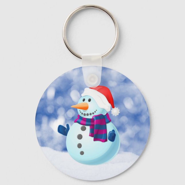 Snowman Winter Merry Christmas Snow Keychain (Front)